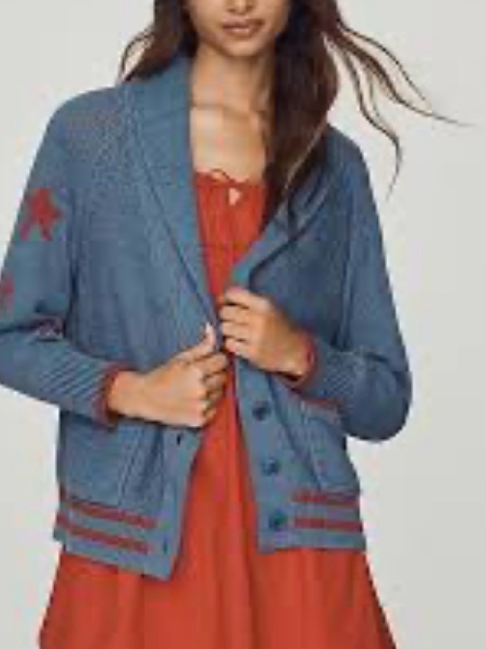 Maeve Anthropologie Lawson shawl flag blue collegiate cardigan sweater m medium - Picture 2 of 7